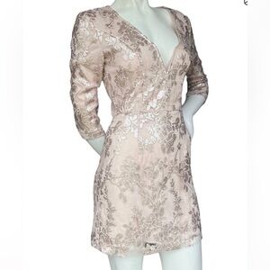 Lovers and Friends Sequined Mini Dress Small Champagne Color NWOT